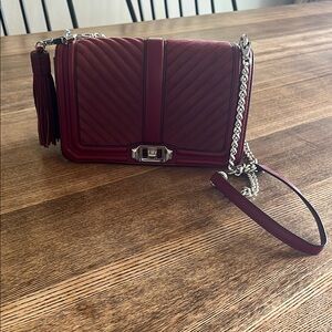 Rebecca Minkoff Elegant Burgundy Quilted Shoulder Bag